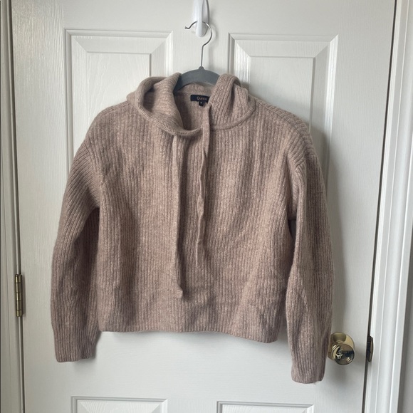 Quince Sweaters - 100% Cashmere Women's Cozy Hooded Crop Sweater in Taupe